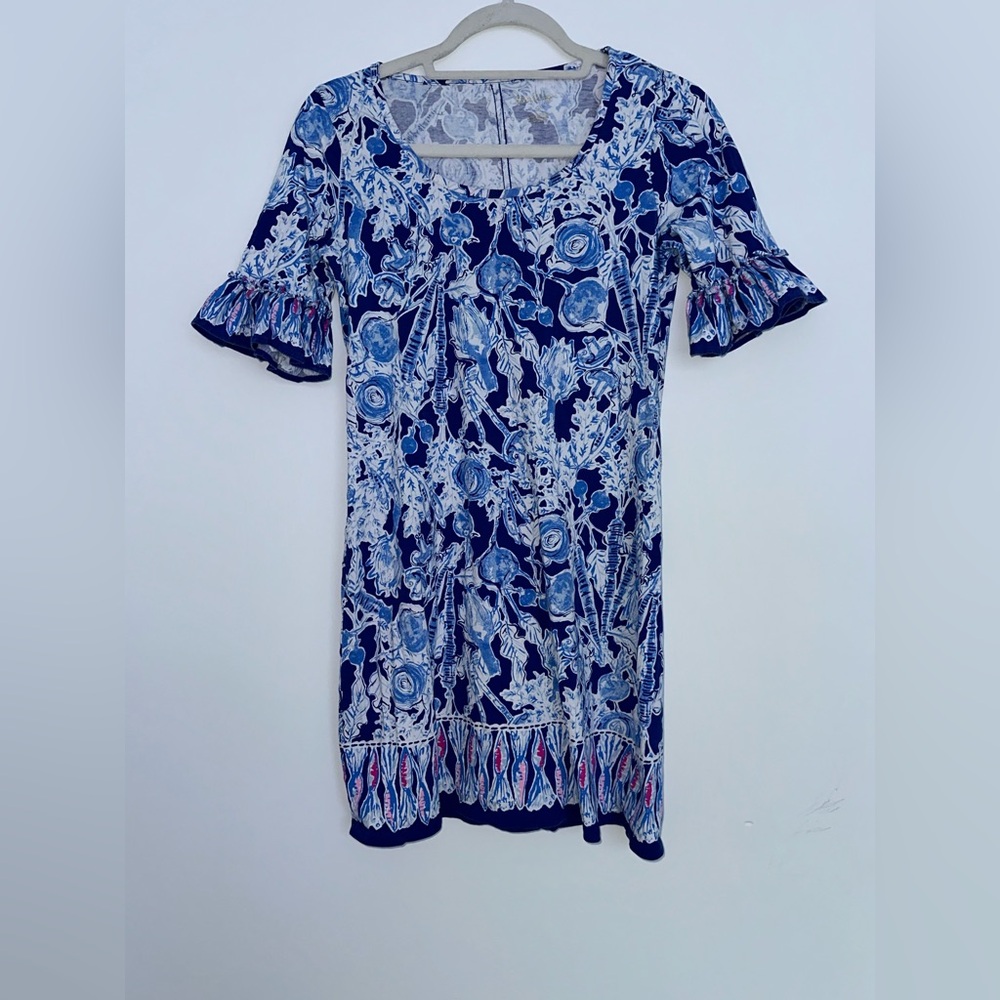 Lilly Pulitzer Blue and White Floral Top